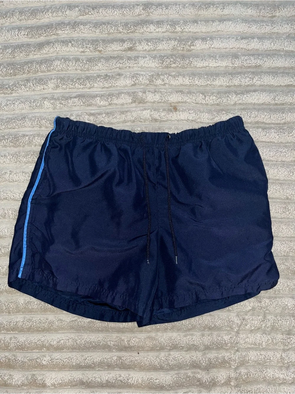 Mountain Lake Navy Athletic Shorts with Light Blue Stripe